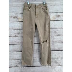 We the Free People Distressed Tapered Leg Jeans Womens 30 Tan